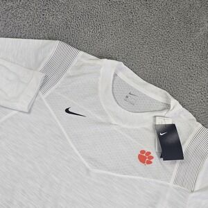 Clemson Tigers Shirt Mens Large White NCAA Football Nike Dri Fit Long Sleeve